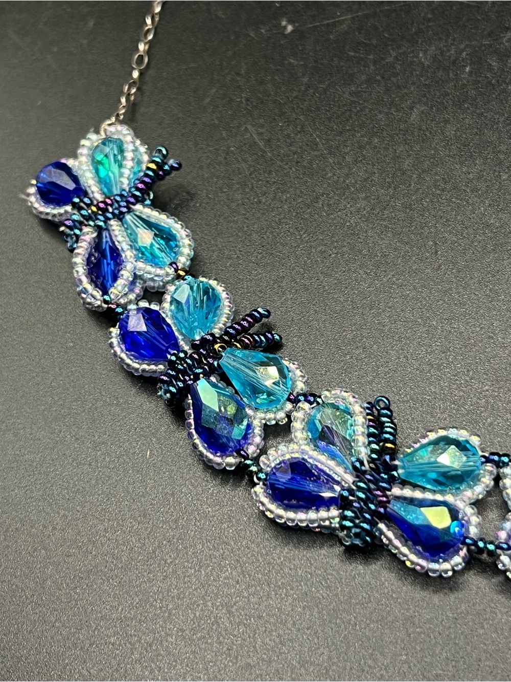 Handcrafted Beaded Crystal & Sterling Silver Necklace - Women Jewelry